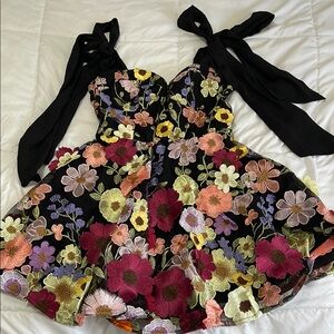 Floral Dress with Black Straps